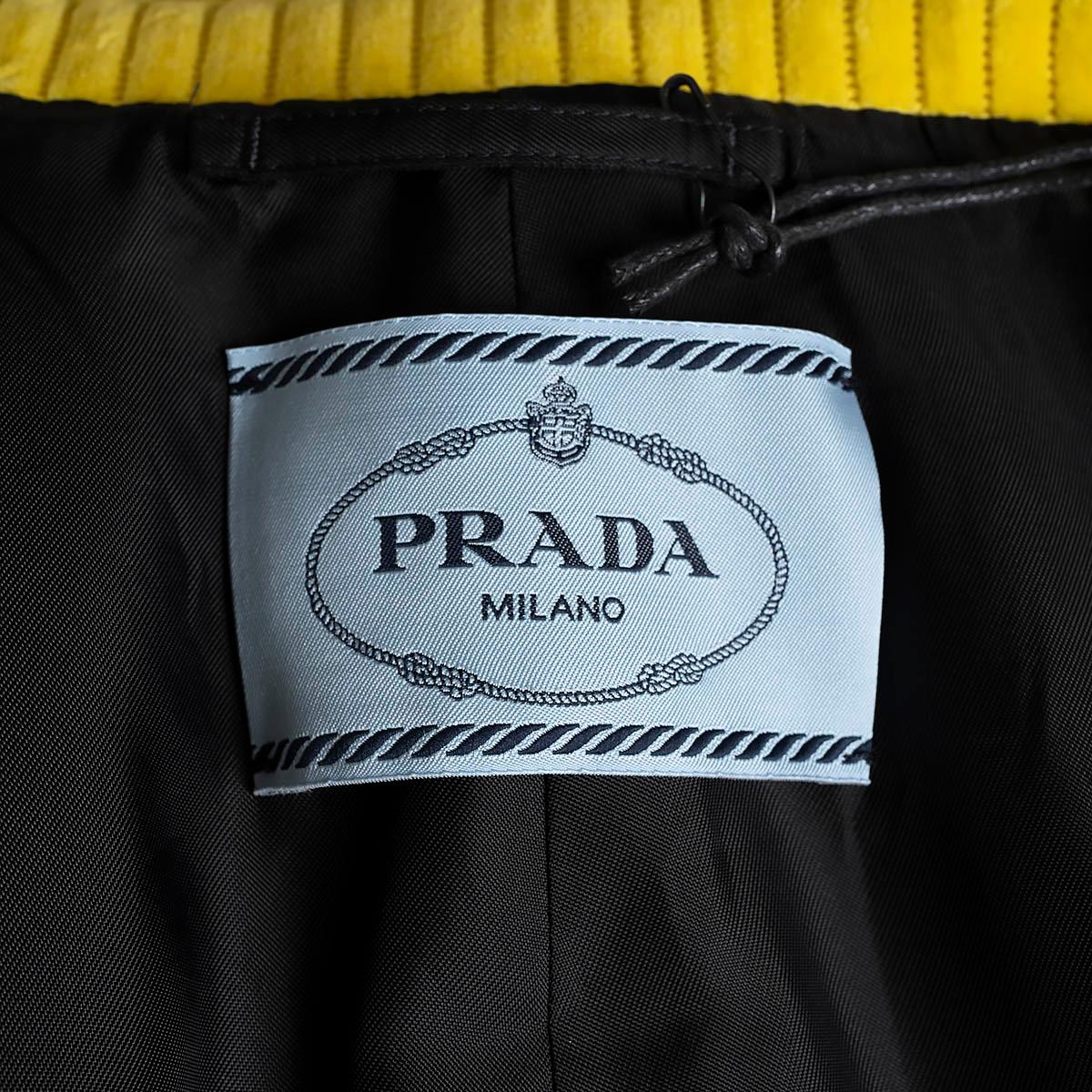 PRADA yellow 2021 PUFF SLEEVE CORDUROY VELVET Coat Jacket 38 XS For Sale 2