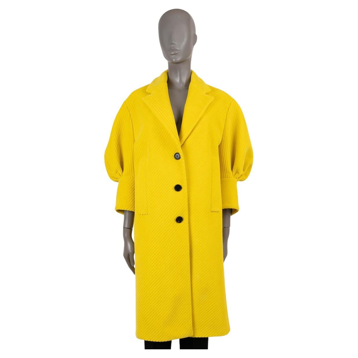 PRADA yellow 2021 PUFF SLEEVE CORDUROY VELVET Coat Jacket 38 XS For Sale