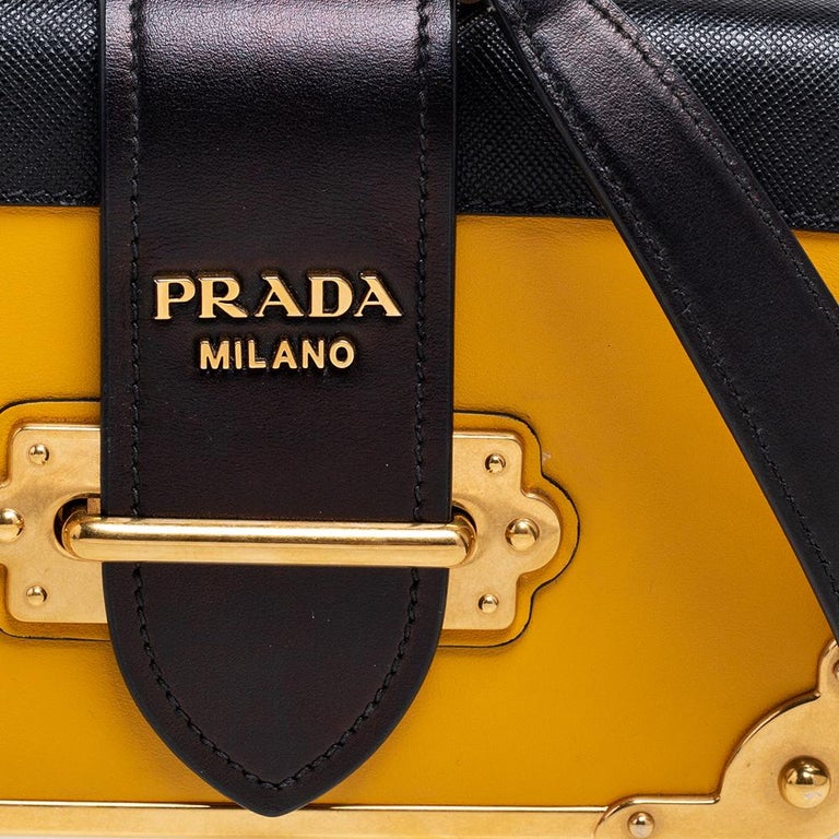 Prada Shoulder Bag 1Bd159 Leather Shoulders Yellow Direct