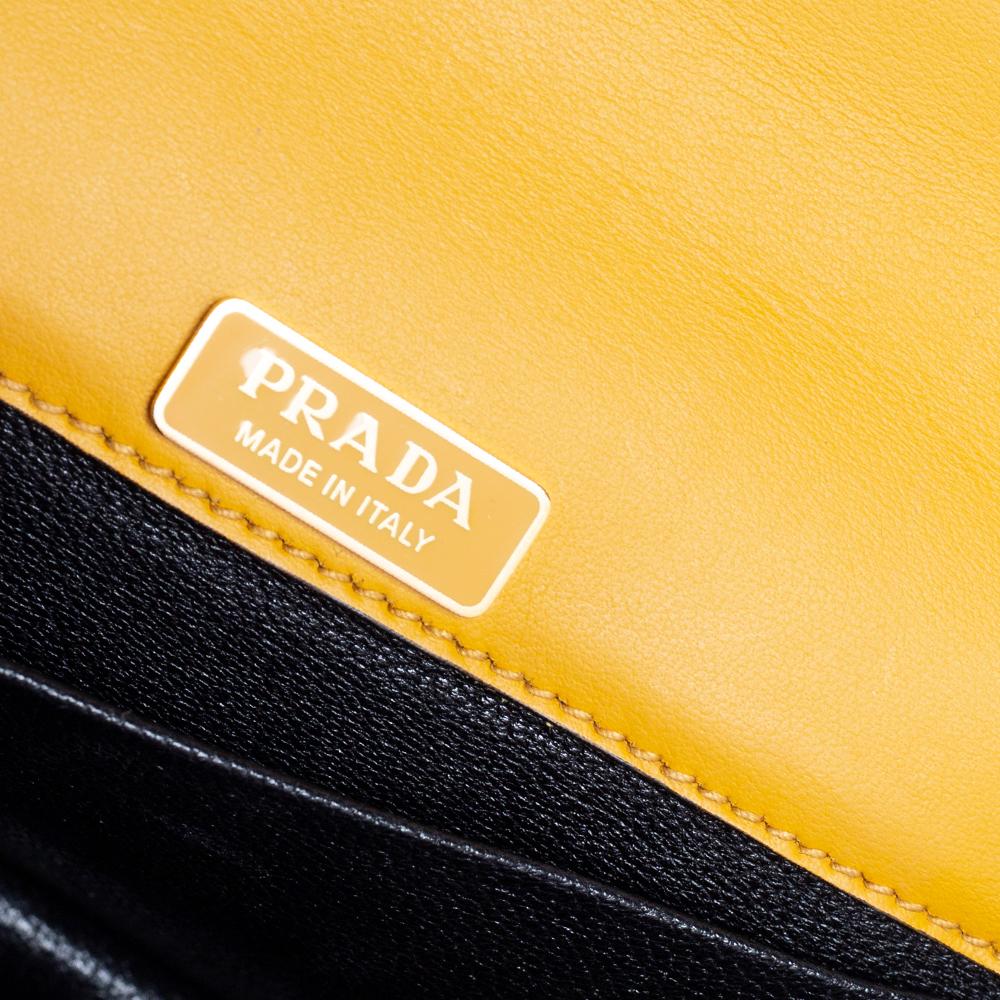 Prada Yellow/Black Leather Cahier Shoulder Bag 3