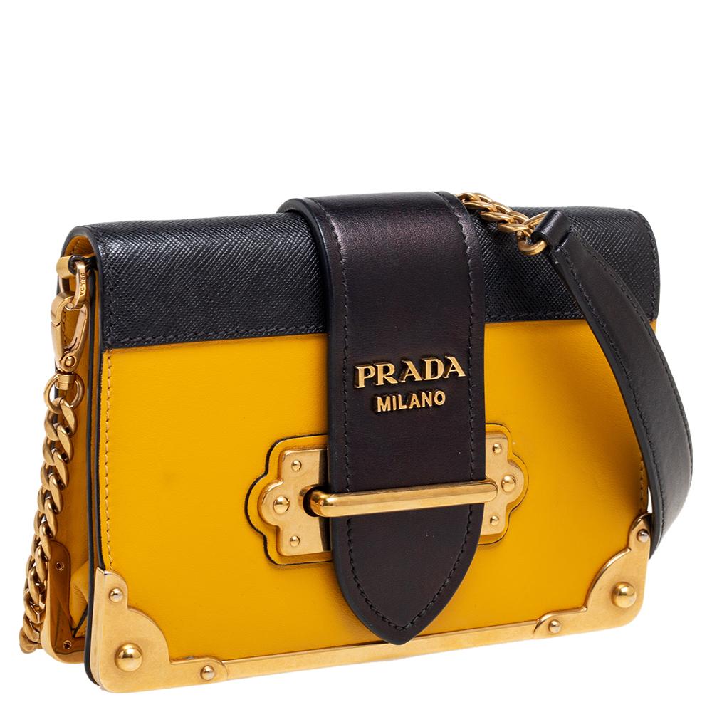PRADA Tote Bag Shoulder Bag in Calf Yellow Ladies – Timeless Vintage