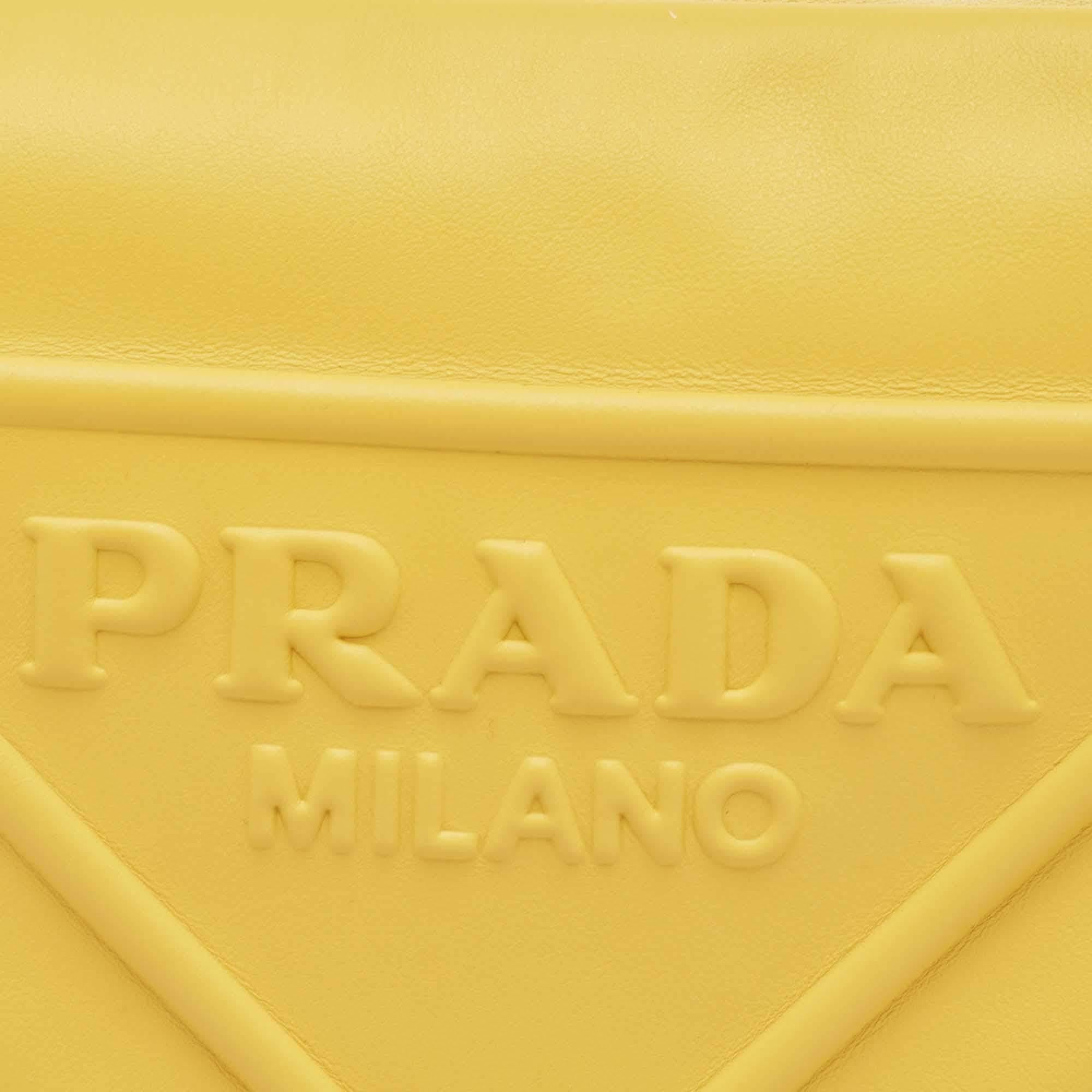 Women's Prada Yellow/Black Leather Triangle Shoulder Bag