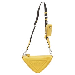 Prada Yellow/Black Leather Triangle Shoulder Bag