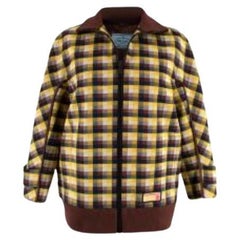 Prada Yellow & Brown Plaid Bomber Jacket