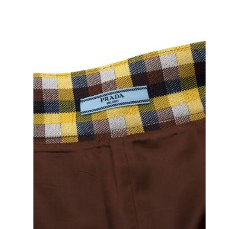 Women's Prada Yellow & Brown Plaid Wrap Midi Skirt