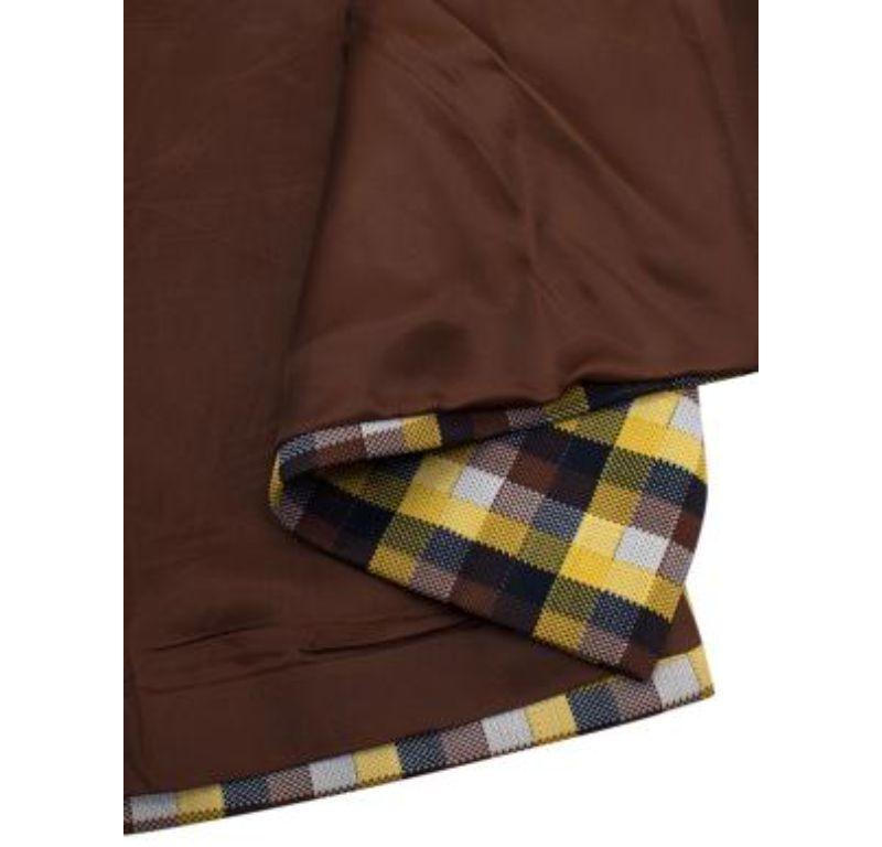Prada Yellow & Brown Plaid Wrap Midi Skirt 1