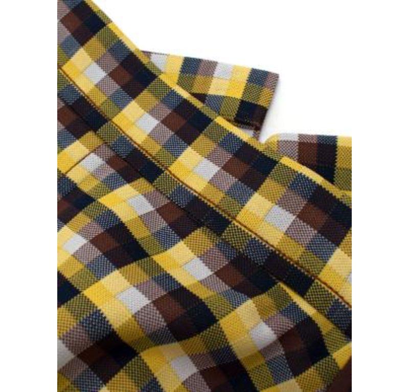 Prada Yellow & Brown Plaid Wrap Midi Skirt 3
