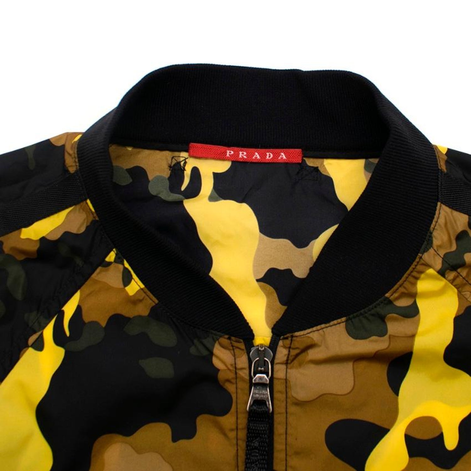 Prada Yellow Camouflage Nylon Bomber Jacket M at 1stDibs | yellow camouflage  jacket
