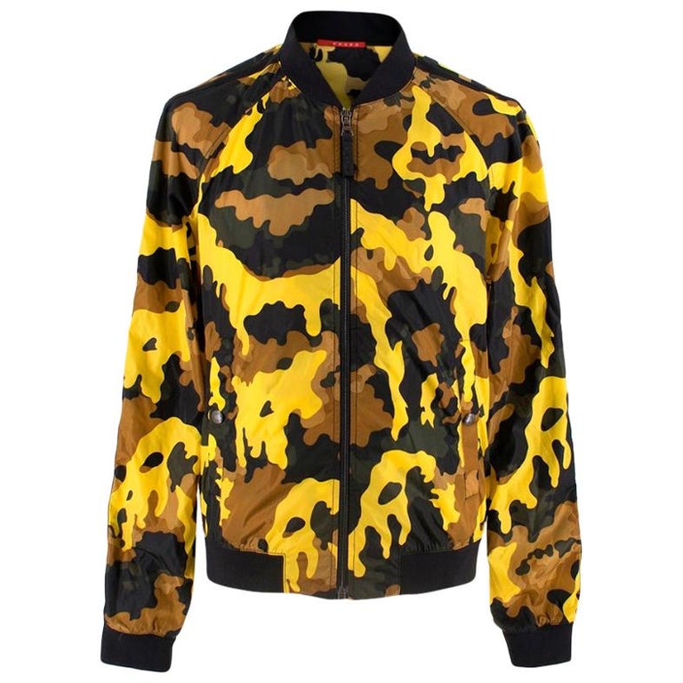 Prada Yellow Camouflage Nylon Bomber Jacket M at 1stDibs | yellow camo  jacket, yellow camouflage jacket