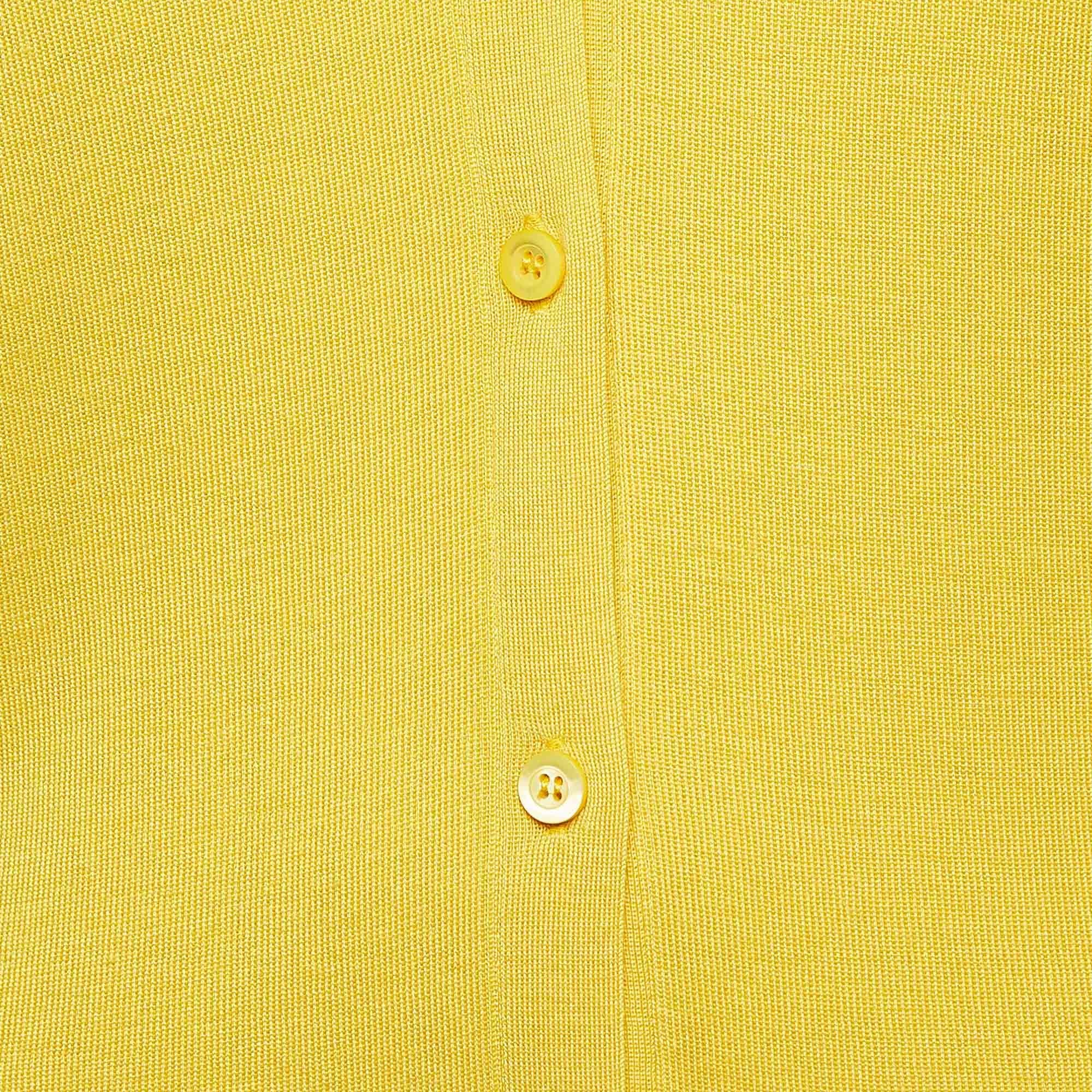 Jaune Cardigan en maille côtelée en cachemire jaune Prada, M en vente