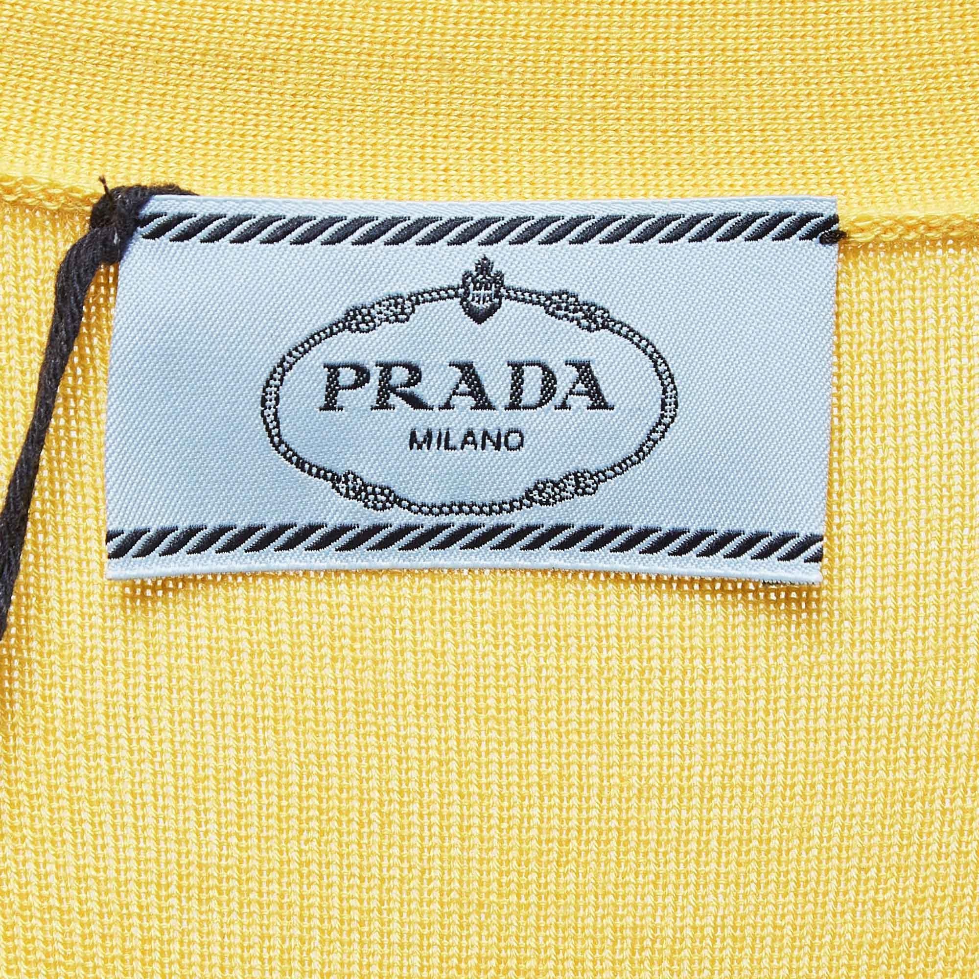 Cardigan en maille côtelée en cachemire jaune Prada, M Neuf - En vente à Dubai, Al Qouz 2