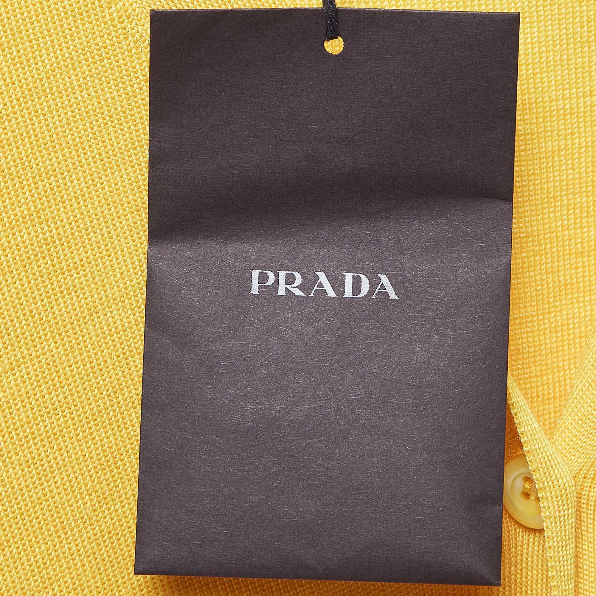 Cardigan en maille côtelée en cachemire jaune Prada, M Pour femmes en vente