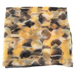 Prada Yellow Cashmere Fine Knit Abstract Scarf