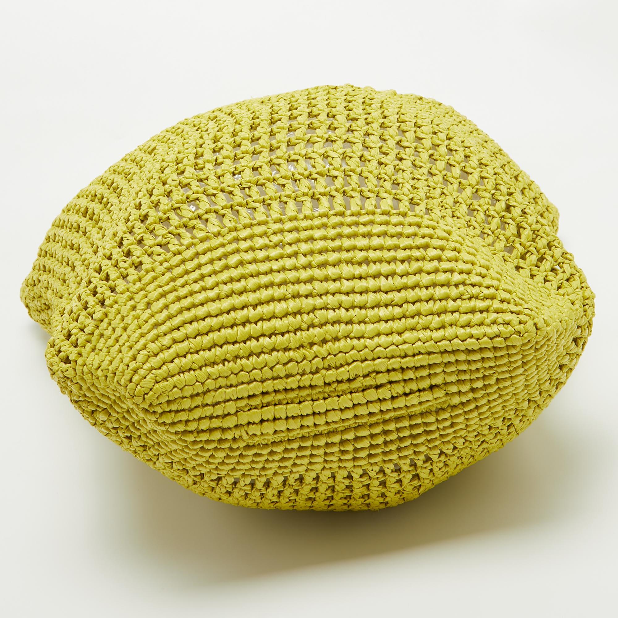 Women's Prada Yellow Crochet Straw Tote