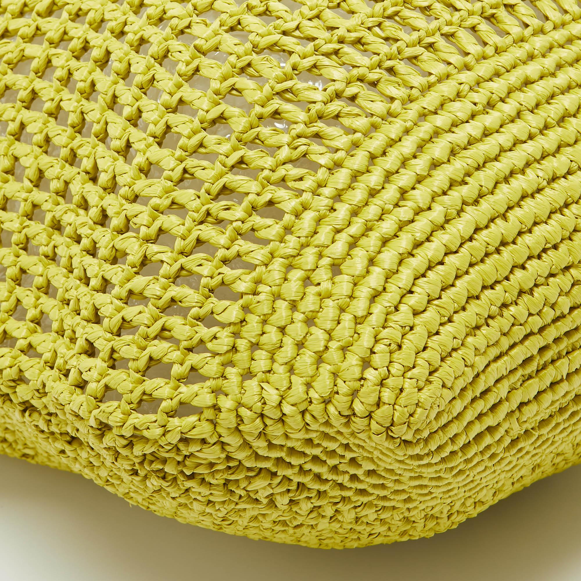 Prada Yellow Crochet Straw Tote 1