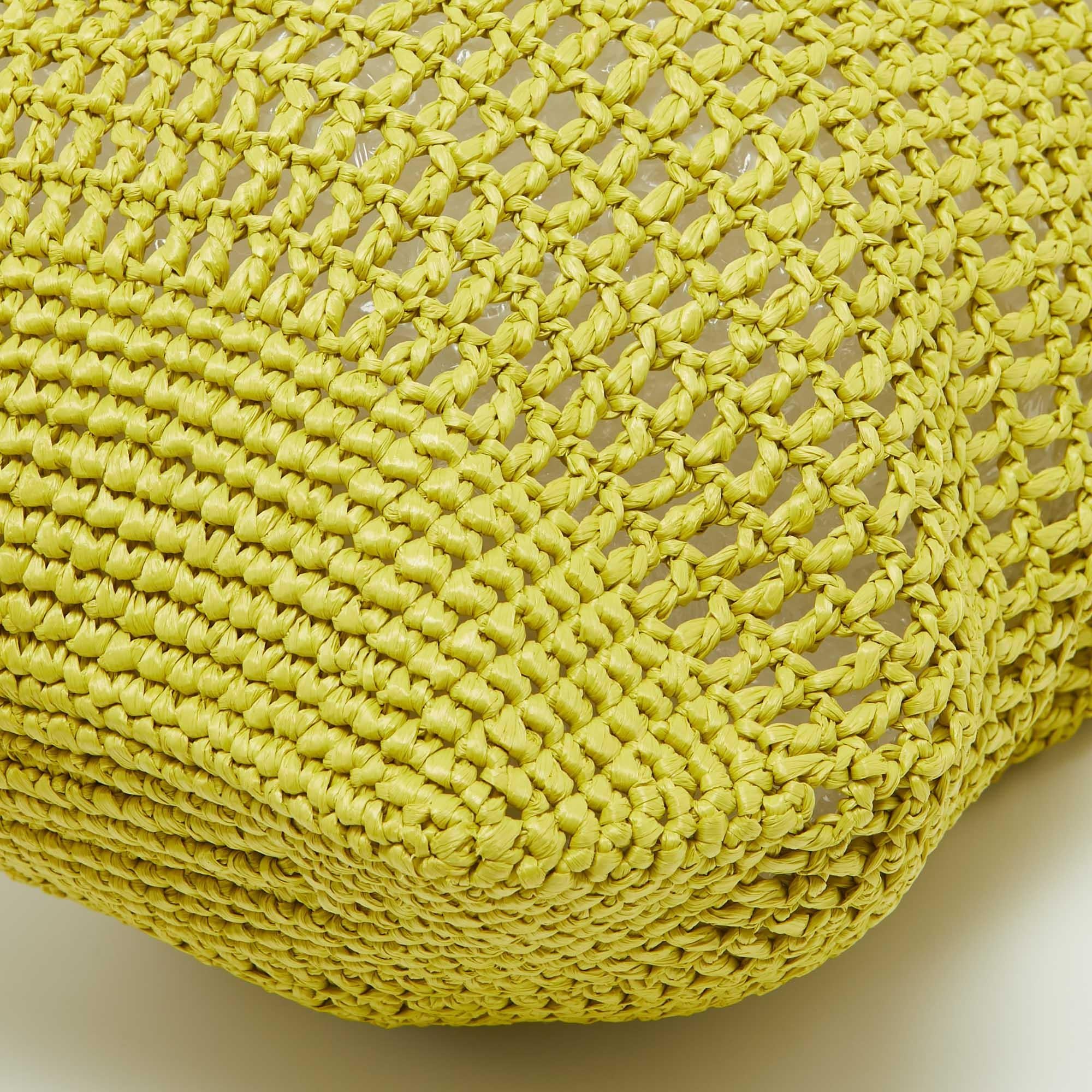 Prada Yellow Crochet Straw Tote 3