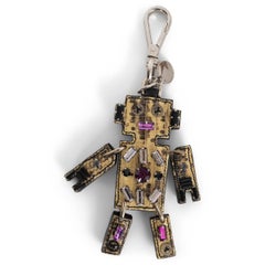 PRADA yellow EMBELLISHED LIZARD ROBOT Keyring Bag Charm