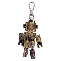 PRADA yellow EMBELLISHED LIZARD ROBOT Keyring Bag Charm