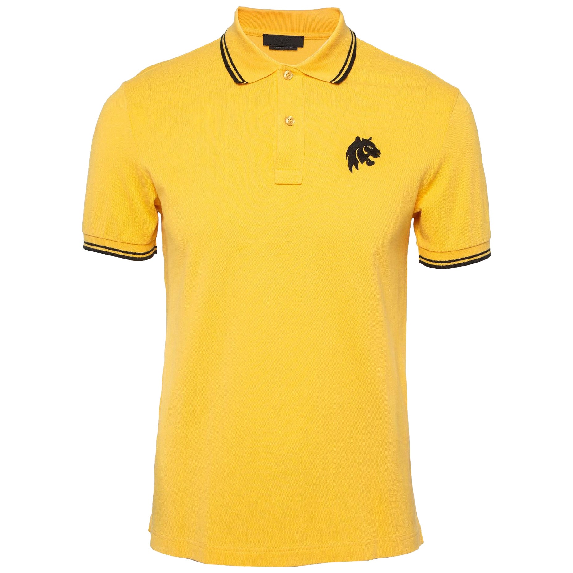 Prada Yellow Embroidered Cotton Pique Polo T-Shirt M