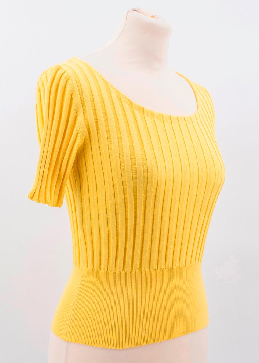 Prada Yellow Fitted Knitted Tshirt US 0-2 In Excellent Condition In London, GB