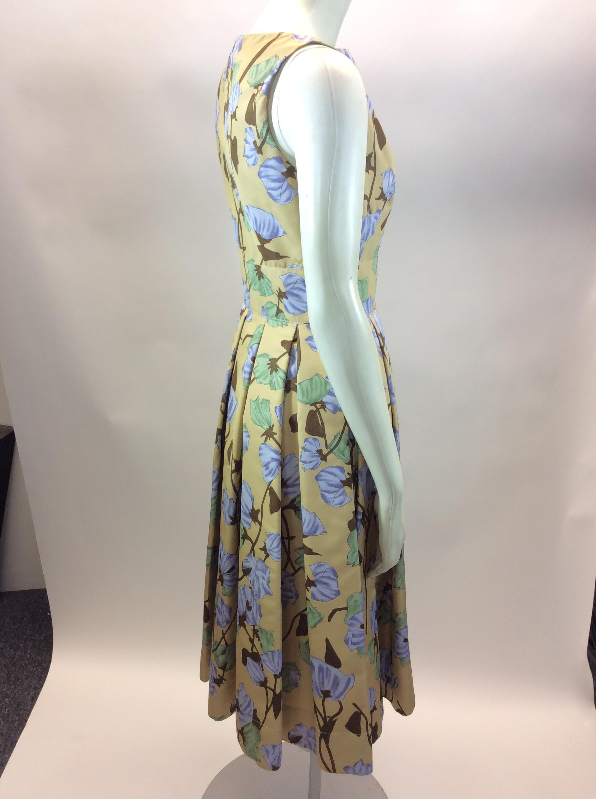 Prada Yellow Floral Dress In Good Condition For Sale In Narberth, PA