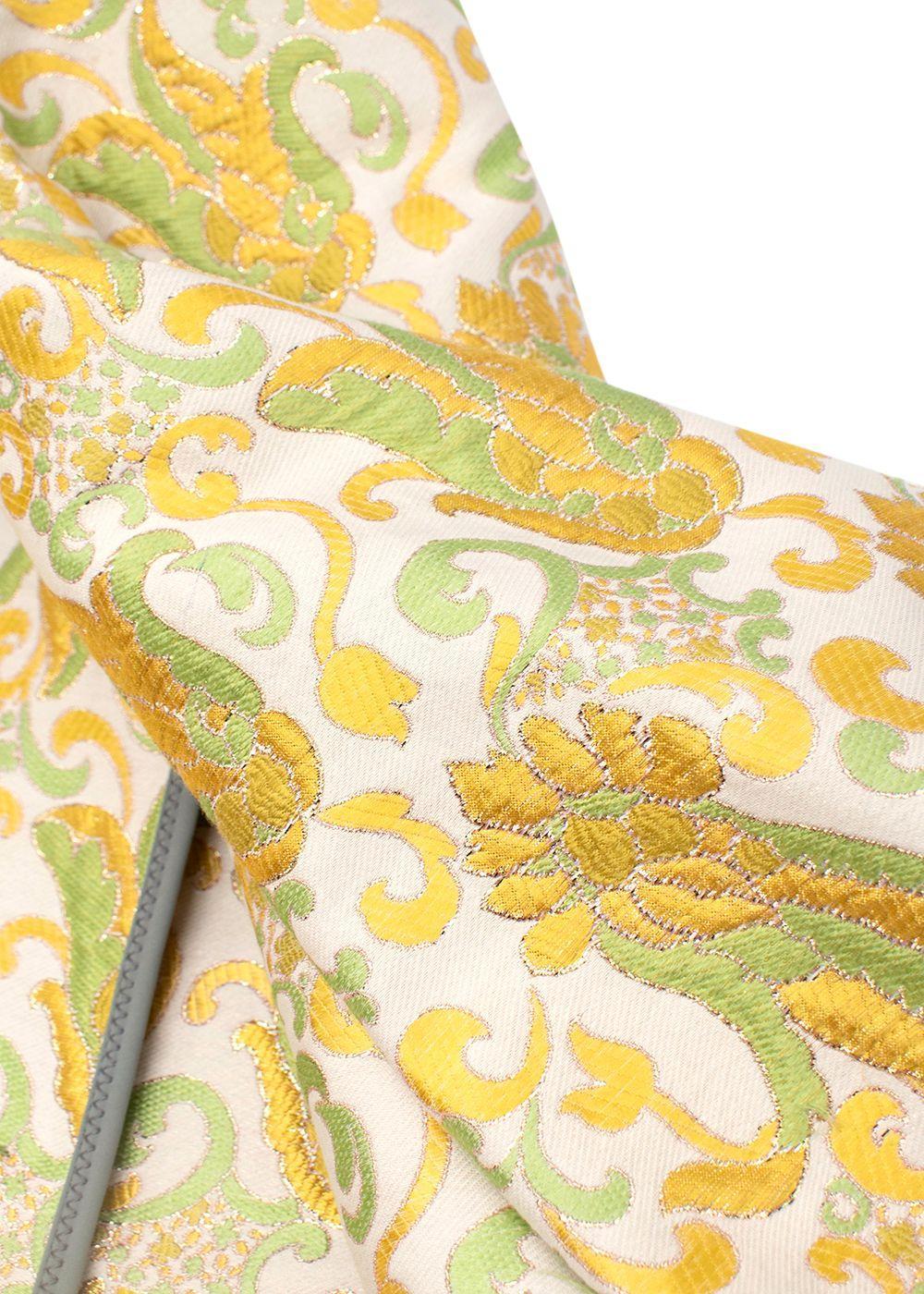 Prada Yellow & Green Brocade Jacquard Coat - US 6 In Excellent Condition In London, GB