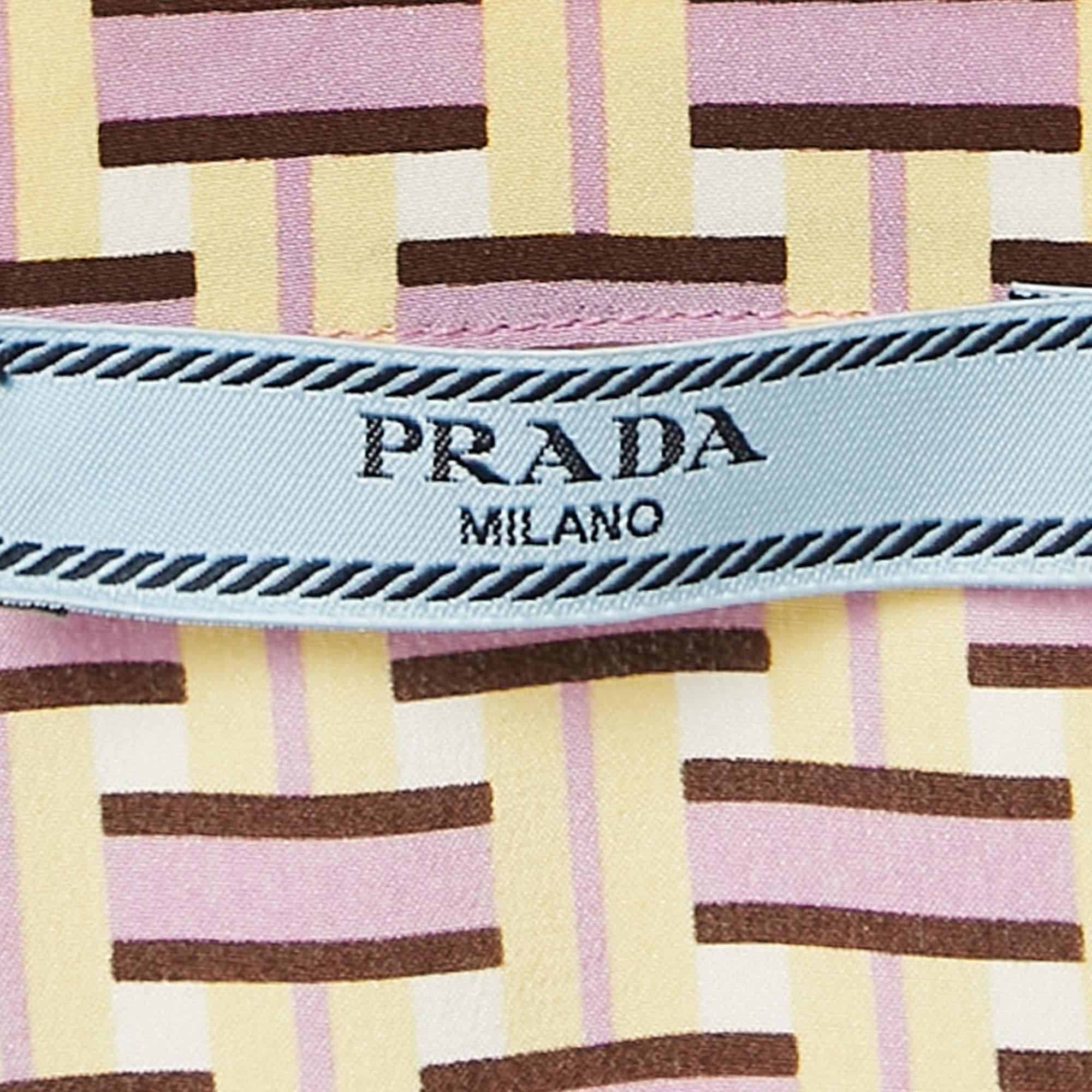 Women's Prada Yellow/Lavender Abstarct Print Silk Long Sleeve Shirt M