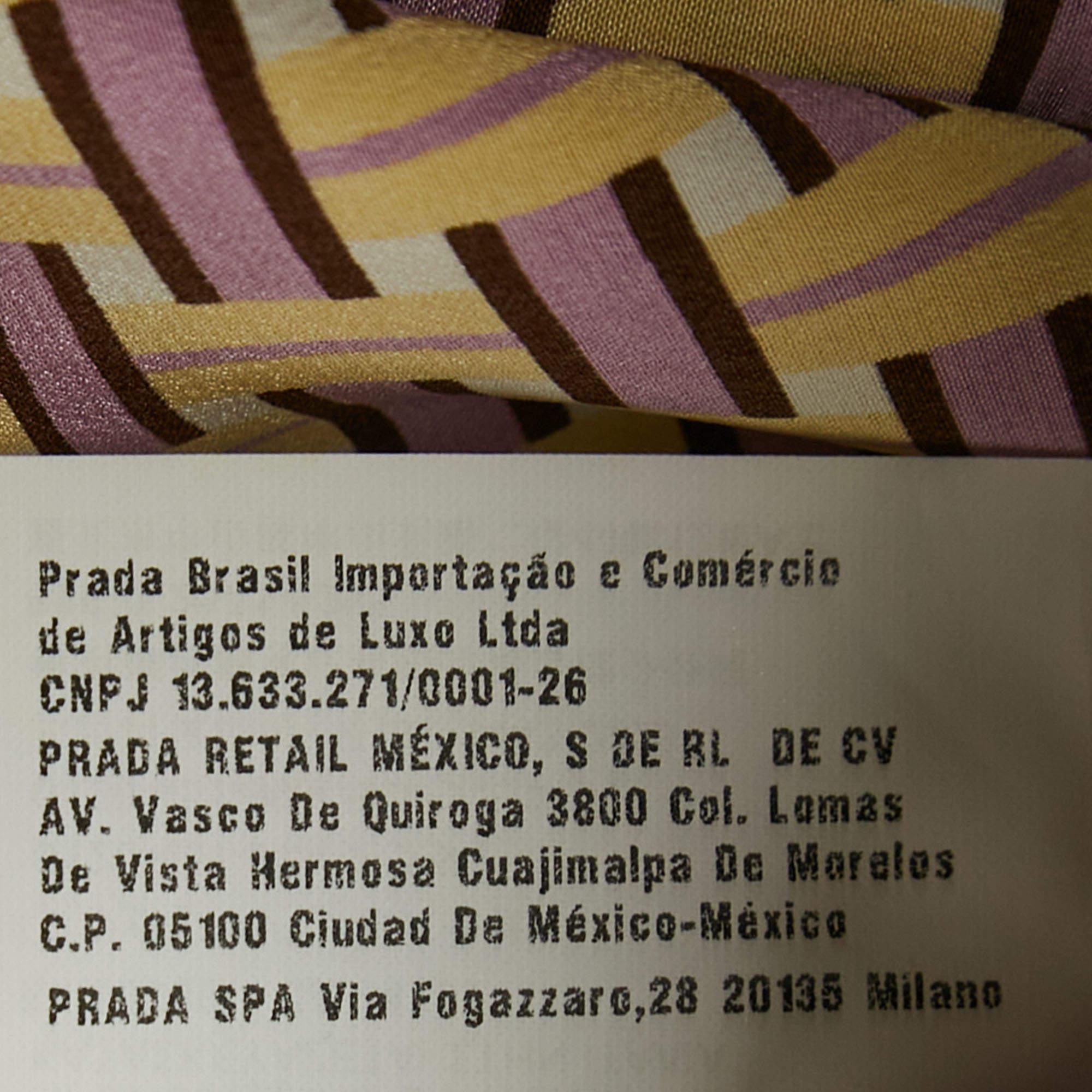 Prada Yellow/Lavender Abstarct Print Silk Long Sleeve Shirt M 3