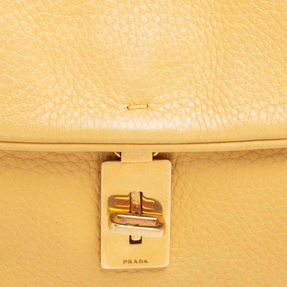 Women's Prada Yellow Leather Chain Mail Cleo Shoulder Bag