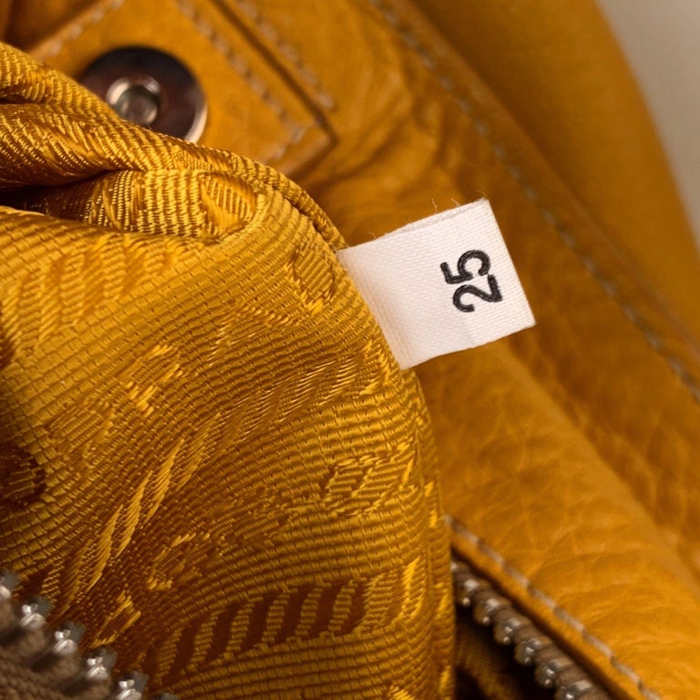 Prada Yellow Leather Flap Shoulder Bag with Side Pockets BR3706 For Sale at  1stDibs