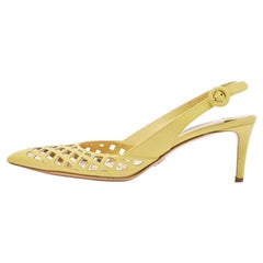 Prada Yellow Leather Pointed Toe Slingback Pumps Size 39.5