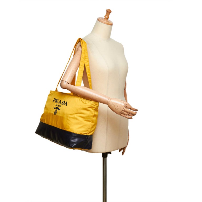 Prada Yellow Logo Nylon Shoulder Bag For Sale at 1stDibs