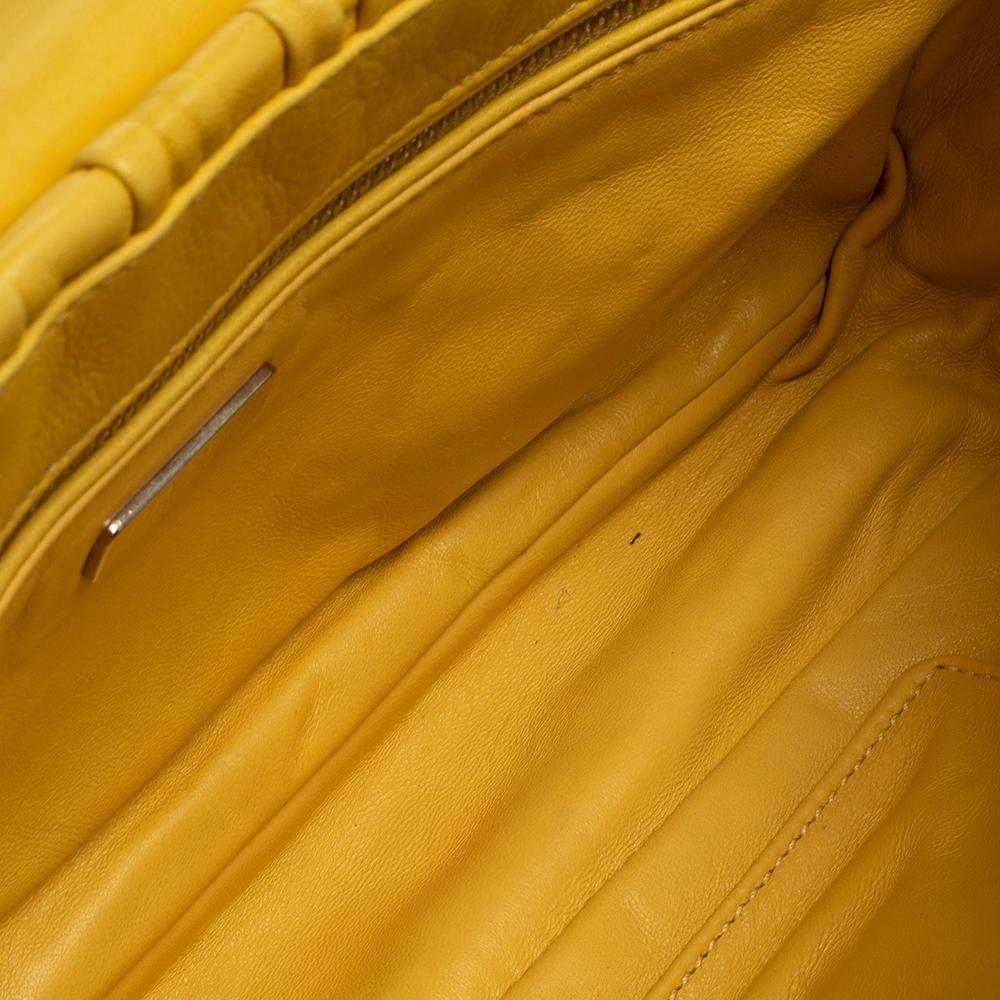Prada Yellow Nappa Gaufre Leather Chain Flap Shoulder Bag 7