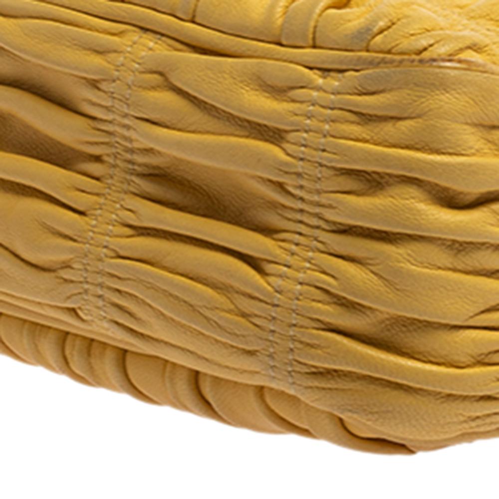 Prada Yellow Nappa Gaufre Leather Chain Flap Shoulder Bag 2