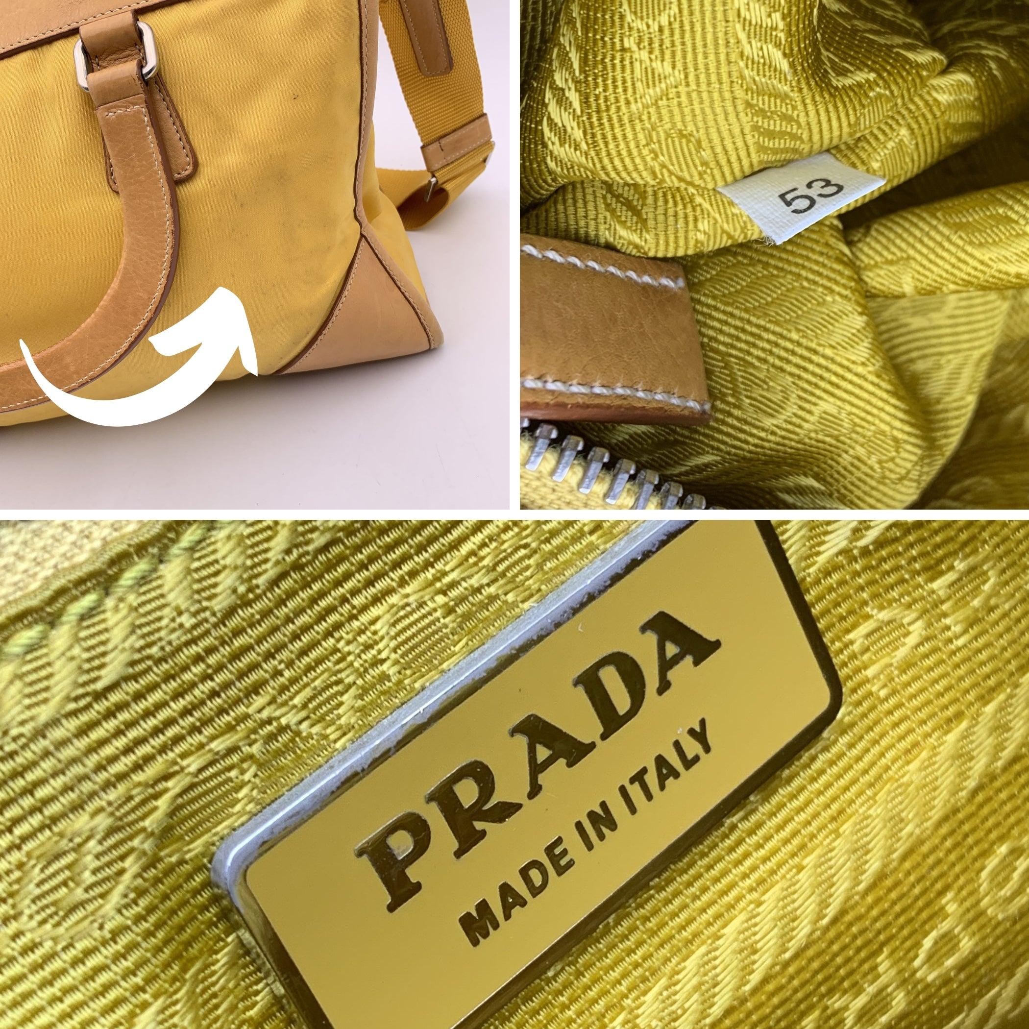 Prada Yellow Nylon and Leather Satchel Bag Handbag with Strap 2
