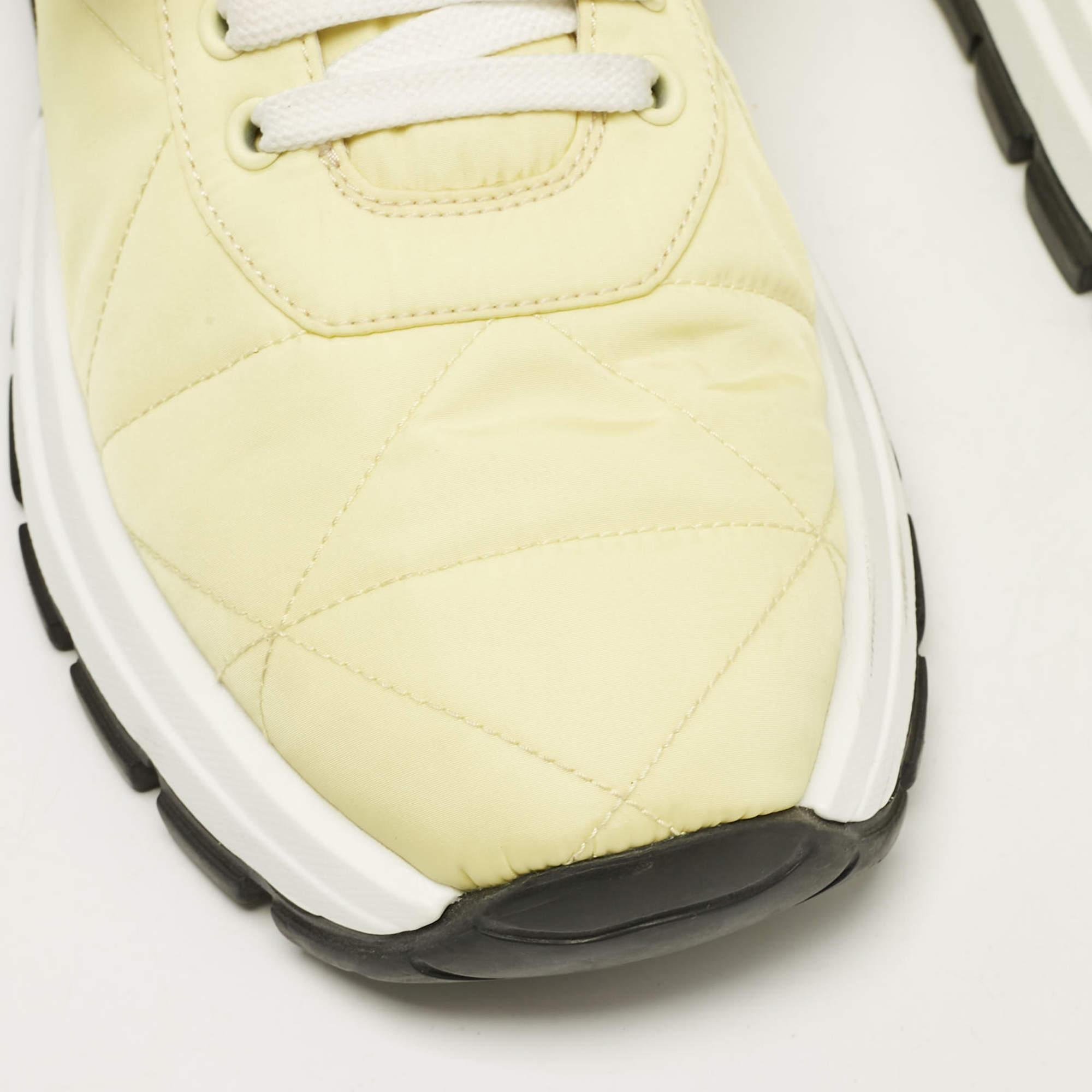 Prada Yellow Nylon Gabardine Low Top Sneakers 39.5 1