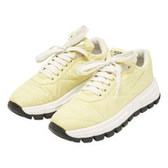 Prada Yellow Nylon Gabardine Low Top Sneakers 39.5