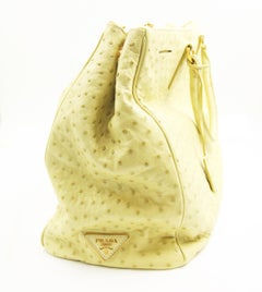 Prada Yellow Ostrich Leather Tote