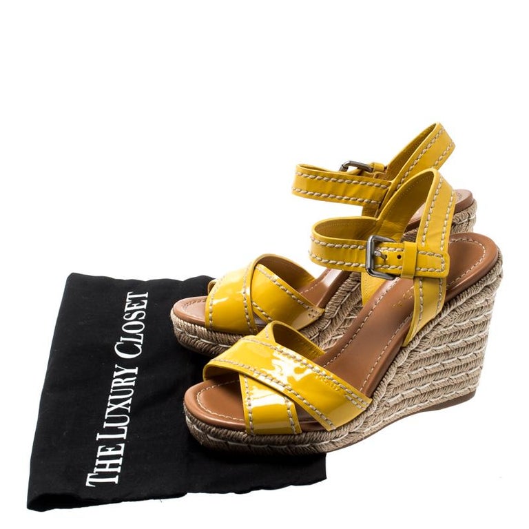 prada leather espadrille wedge sandals