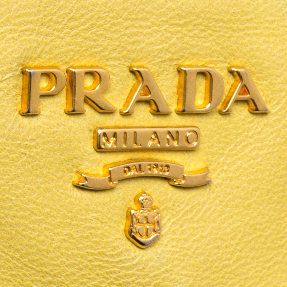 Prada Yellow Perforated Patent Leather Tote 7