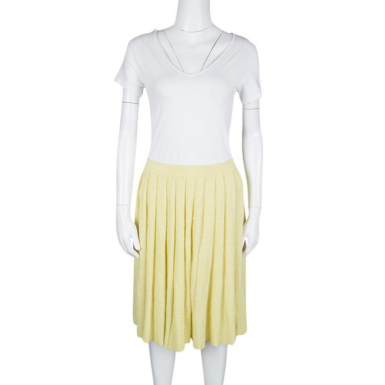 Prada Yellow Pleated Terry Cloth Skirt M at 1stDibs | yellow terry ...