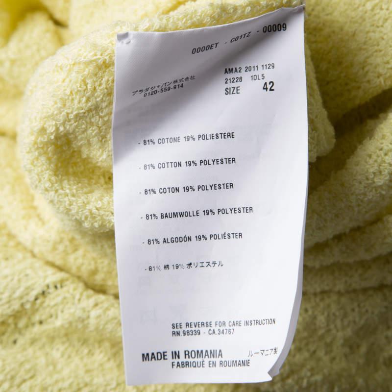 Prada jupe en tissu éponge plissée jaune M en vente 2