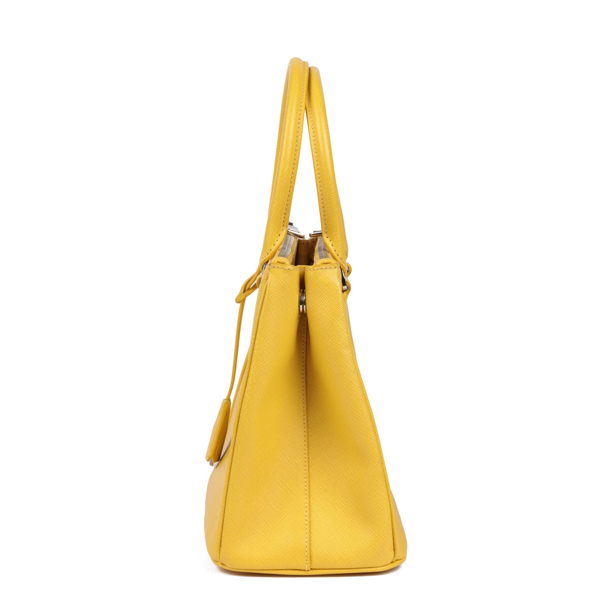 Women's PRADA Yellow Saffiano Leather Galleria Tote