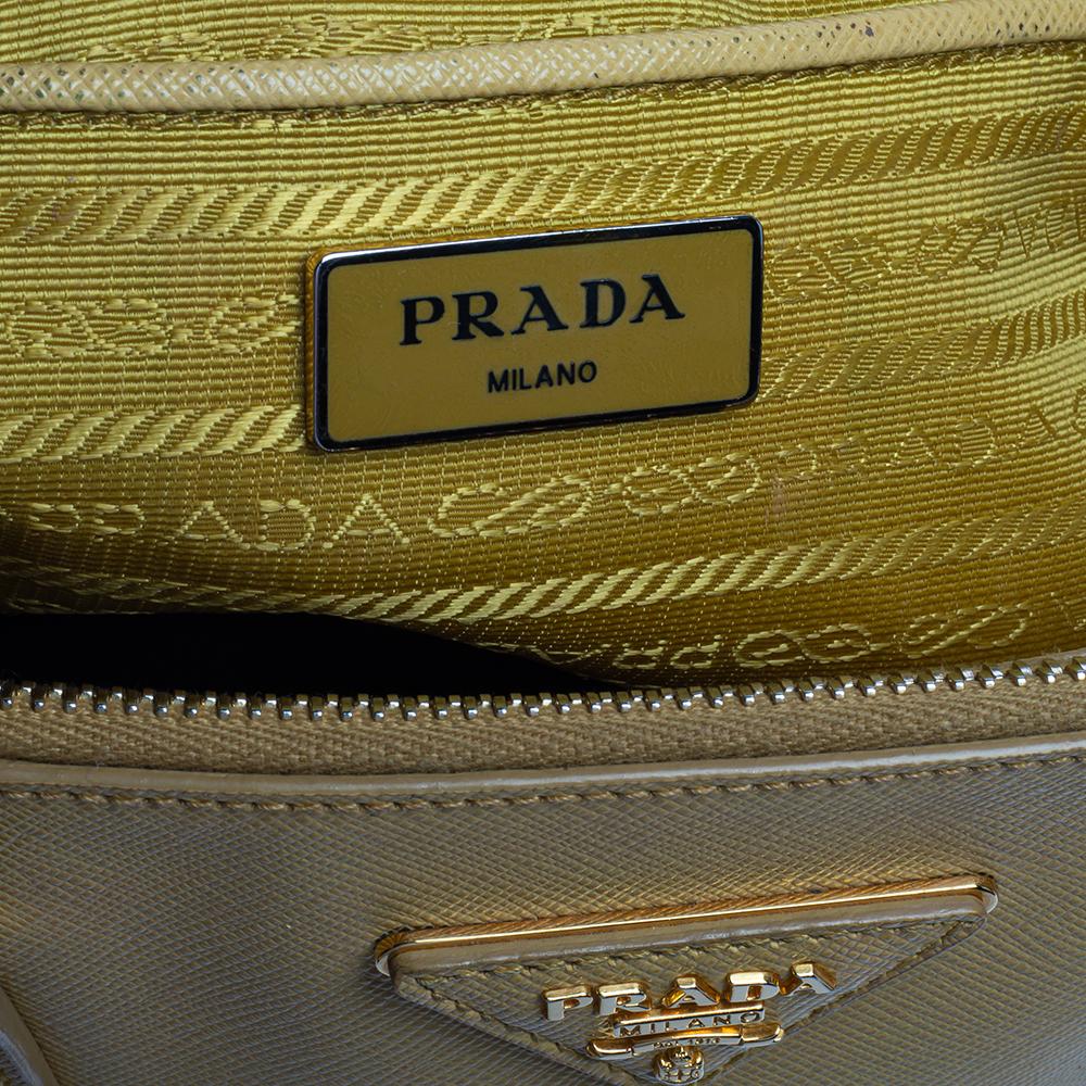 Prada Yellow Saffiano Lux Leather Large Double Zip Tote 3