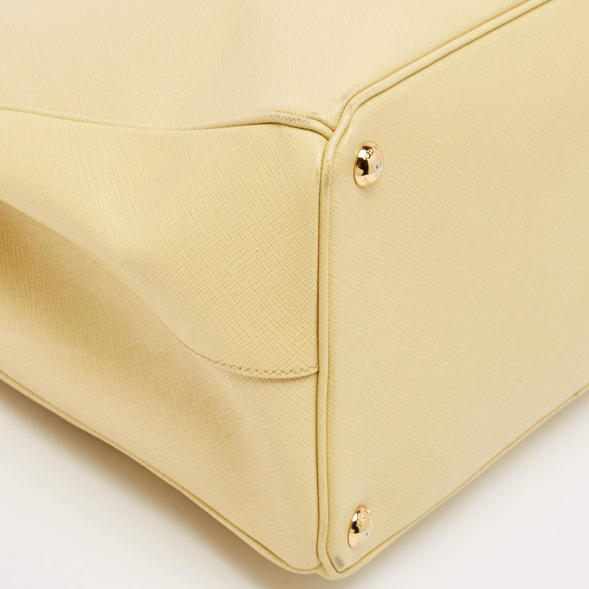 Prada Yellow Saffiano Lux Leather Large Galleria Double Zip Tote 6