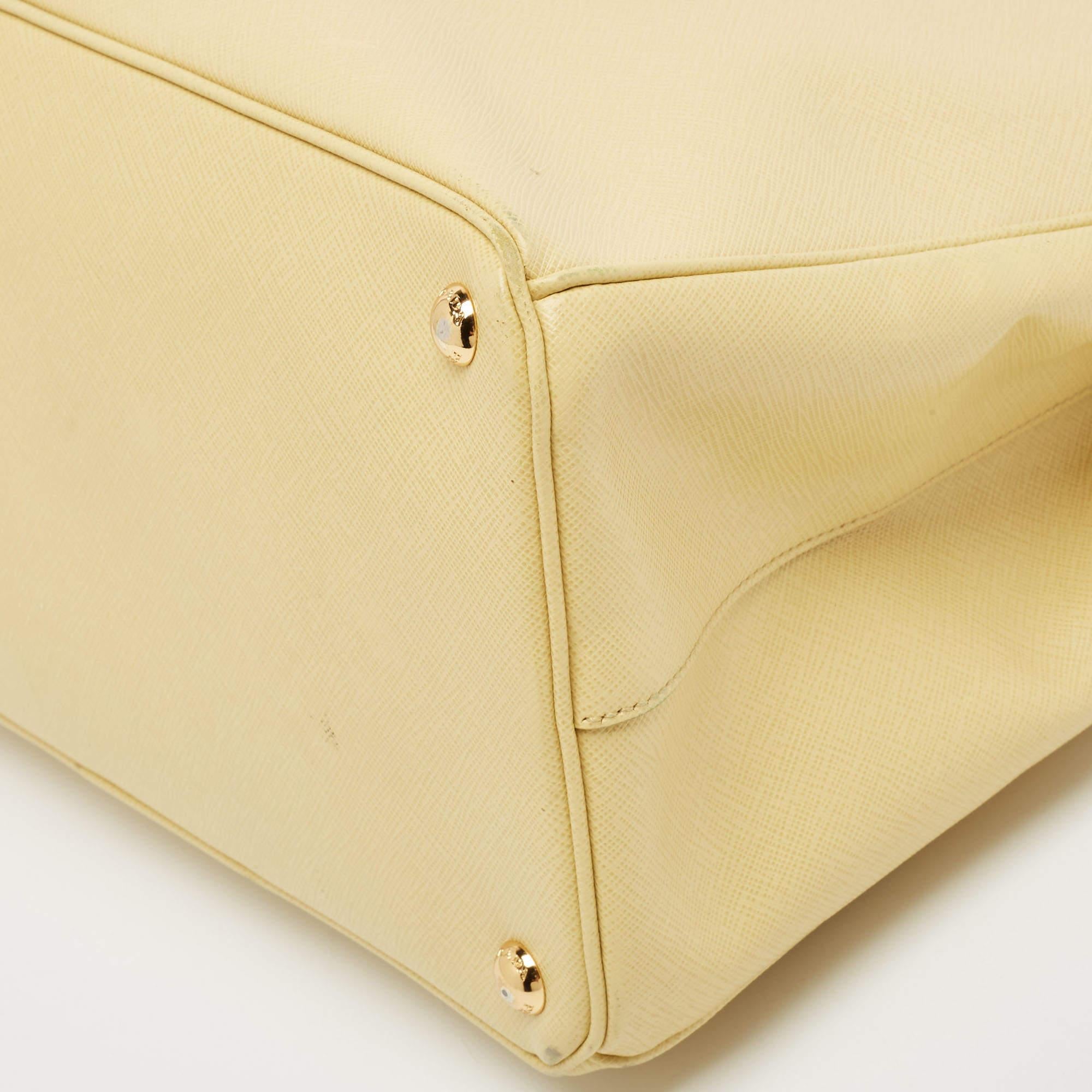 Prada Yellow Saffiano Lux Leather Large Galleria Double Zip Tote 5