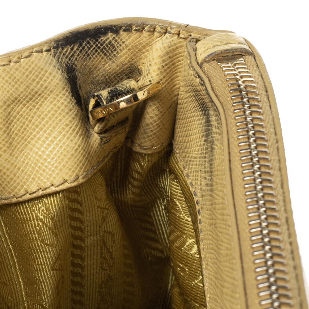 Prada Yellow Saffiano Lux Leather Medium Double Zip Tote 5