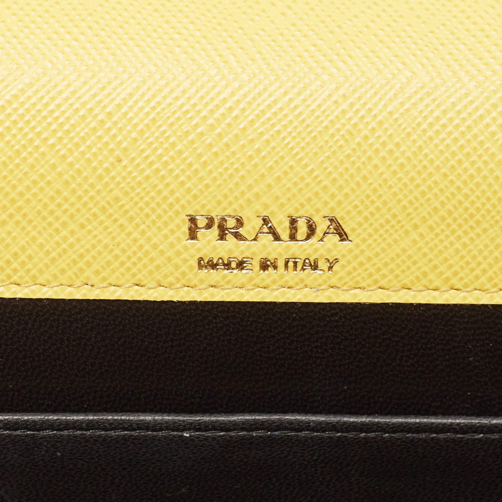 Prada Yellow Saffiano Lux Leather Mini Flap Crossbody Bag 7