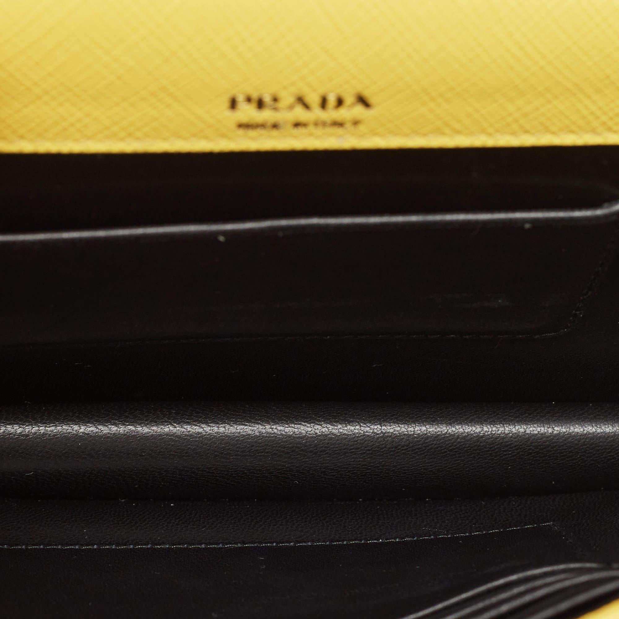 Prada Yellow Saffiano Lux Leather Mini Flap Crossbody Bag 8