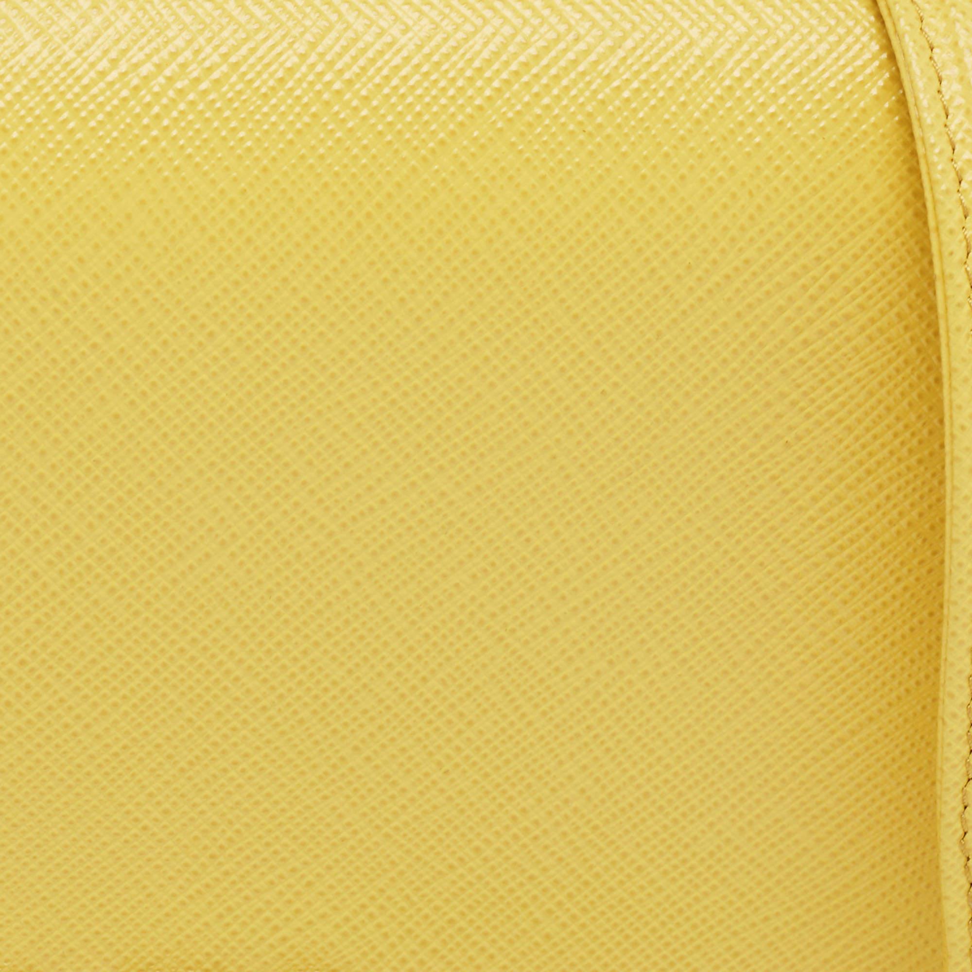 Prada Yellow Saffiano Lux Leather Mini Flap Crossbody Bag 3